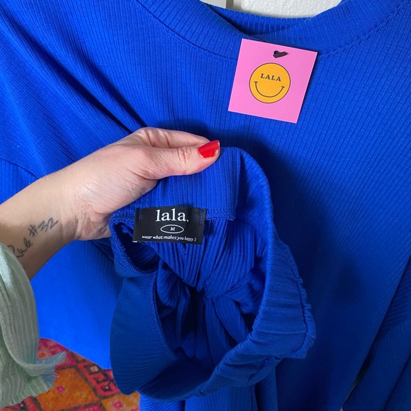 Dressed in LALA Lex Ribbed Playsuit in Royal Blue - Picture 4 of 4